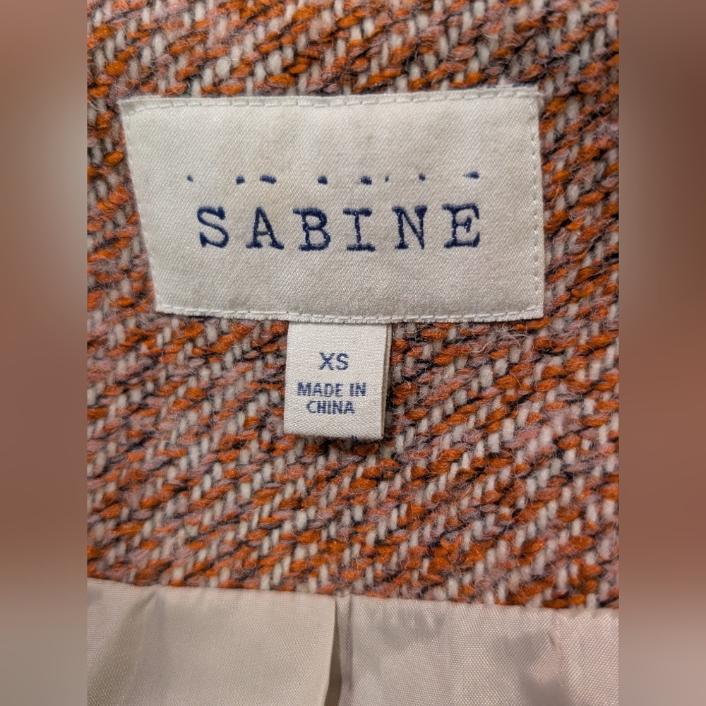 Sabine Double Breasted Wool Pea Coat Tweed Lined XS Winter/Could Jacket Pockets - Picture 5 of 11